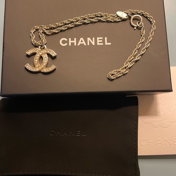 Vintage Chanel Strass CC Pendant Necklace - Picture 1 of 16